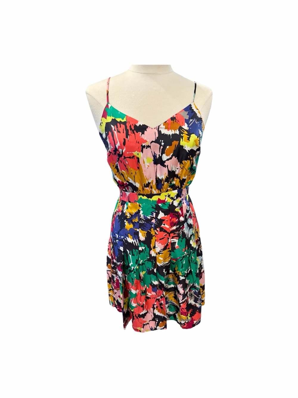 J. Crew Multicolor Abstract Print Spaghetti-Strap Silk Dress